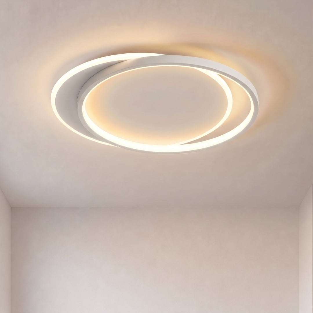 Double Ring White LED Ceiling Light with Remote Dimmer 1