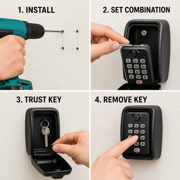 Key Safe with Code | Weatherproof Metal | Adjustable Combination Lock 6
