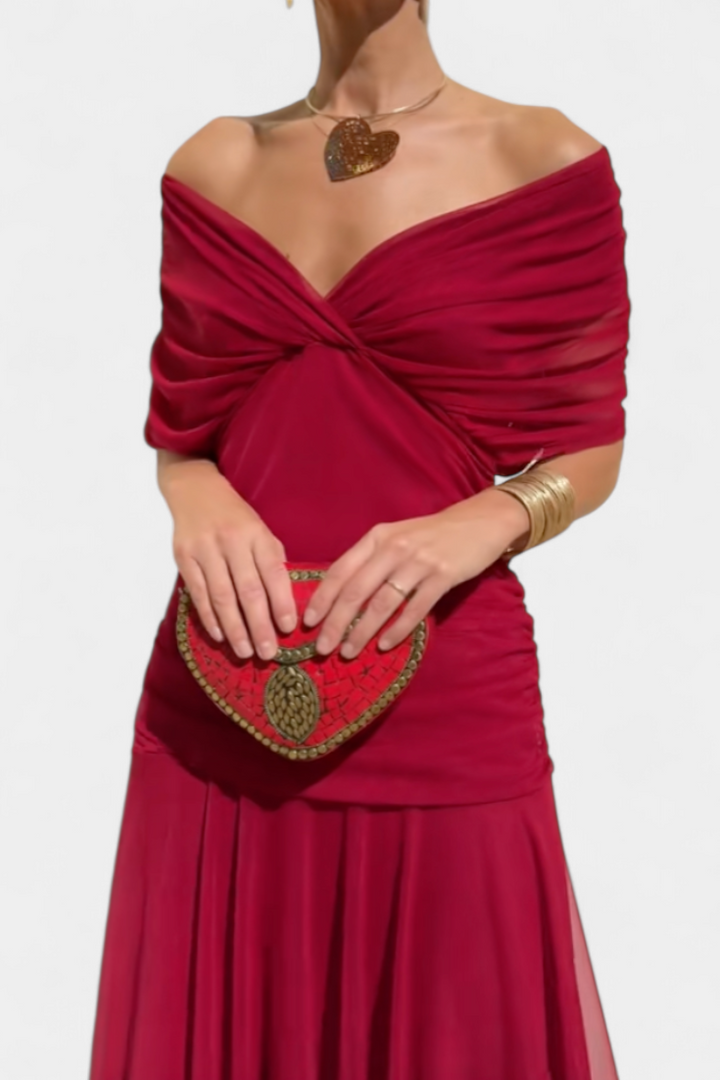 Women's Long Elegant Flowy Dress – V-Neck Sophisticated Design 11