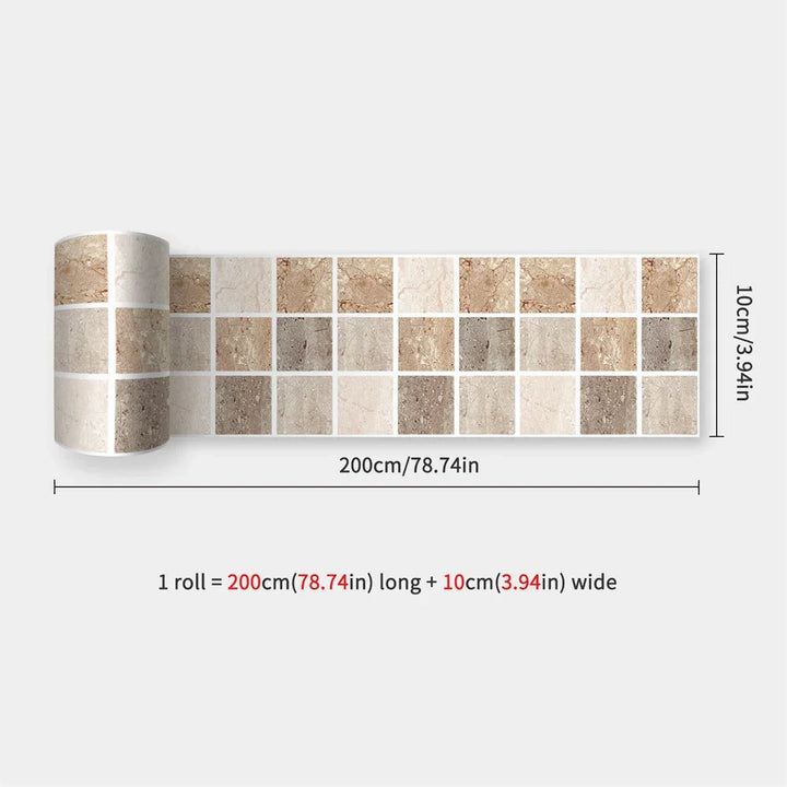 Waterproof Mosaic Peel and Stick Wall Stickers, 10 x 200 cm Strip 46