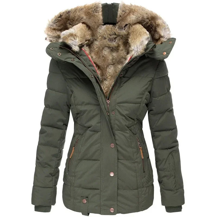 Women's Thick Winter Parka with Faux Fur-Lined Hood, Military Style 12