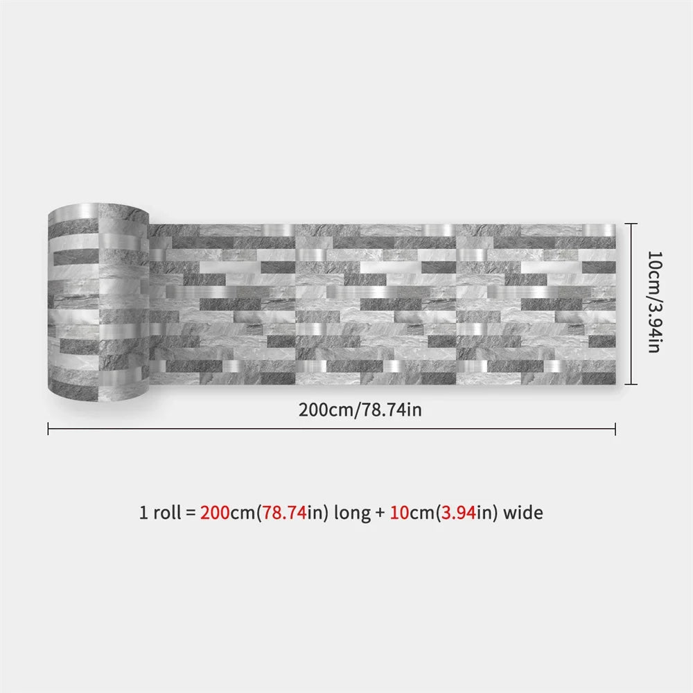 Waterproof Mosaic Peel and Stick Wall Stickers, 10 x 200 cm Strip 54
