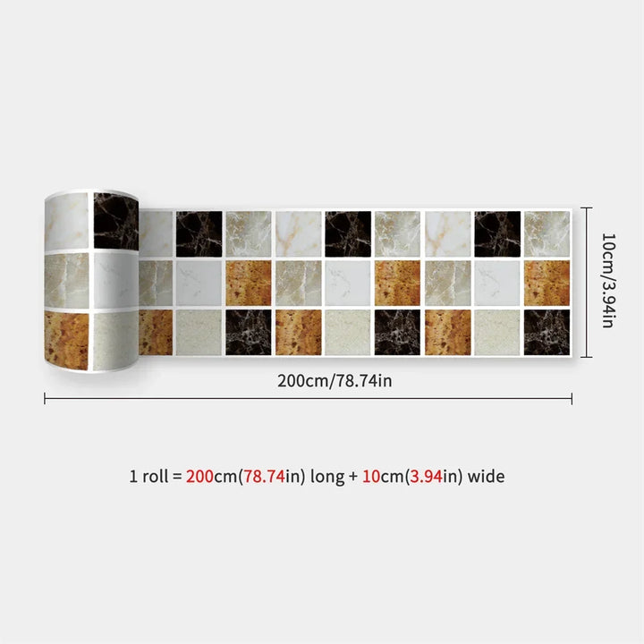 Waterproof Mosaic Peel and Stick Wall Stickers, 10 x 200 cm Strip 51