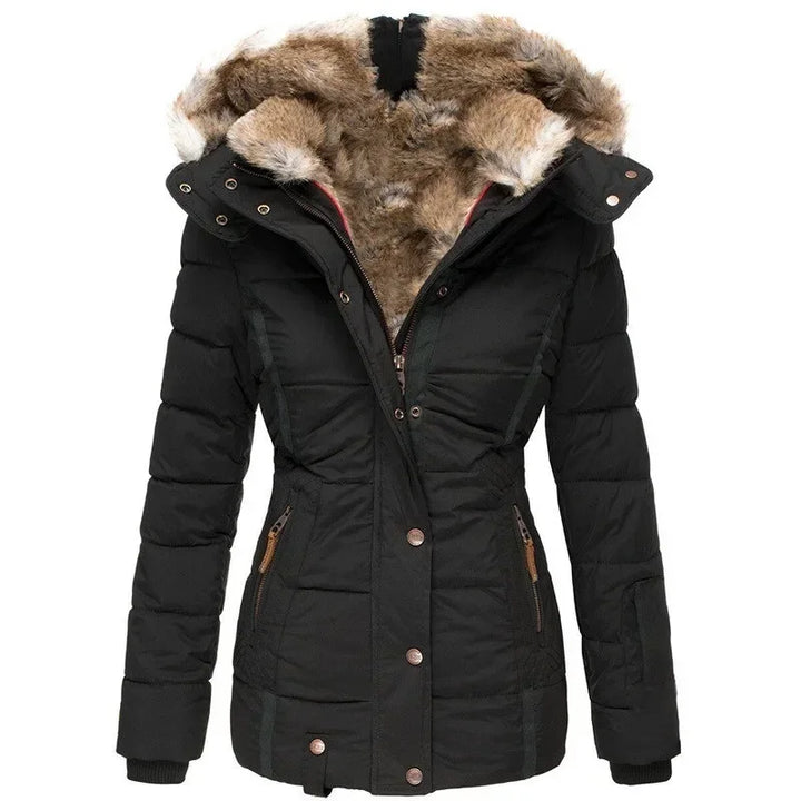 Women's Thick Winter Parka with Faux Fur-Lined Hood, Military Style 11