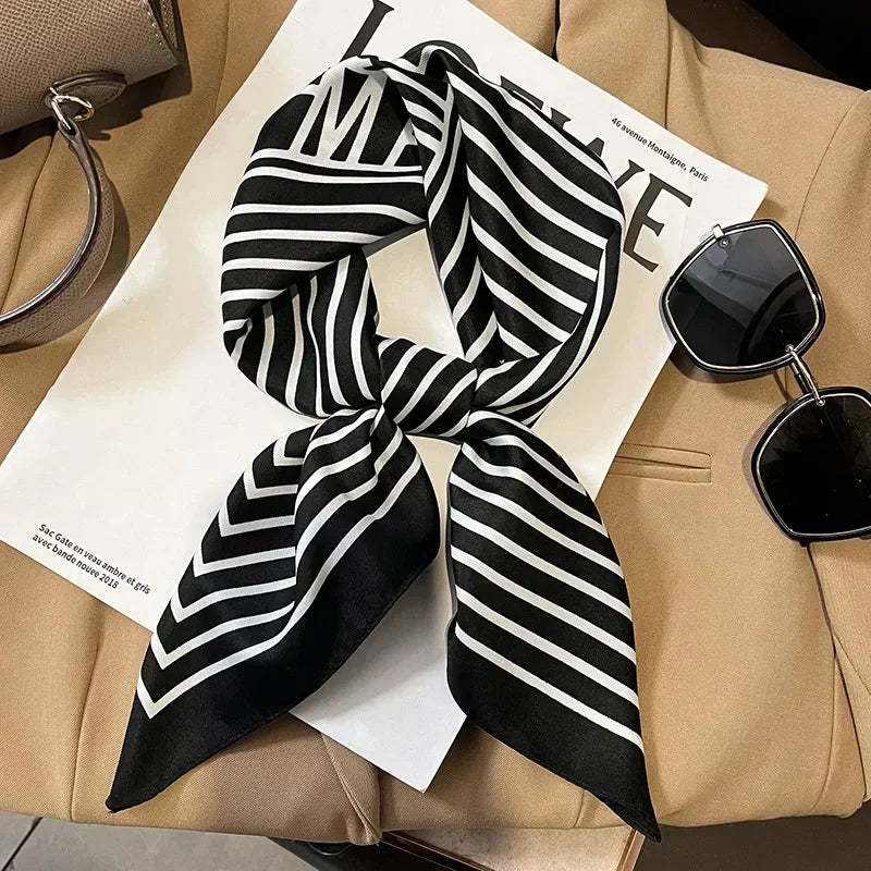 Women's Printed Satin Square Scarf for Hair and Bag 63