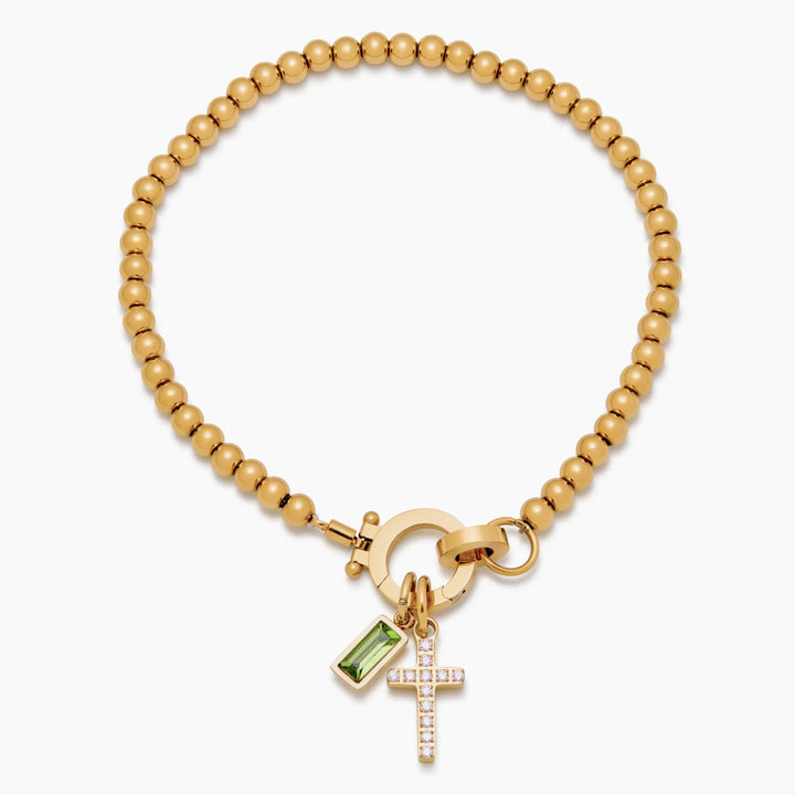 Nova Bead Birthstone Bracelet with Cross Charm 2