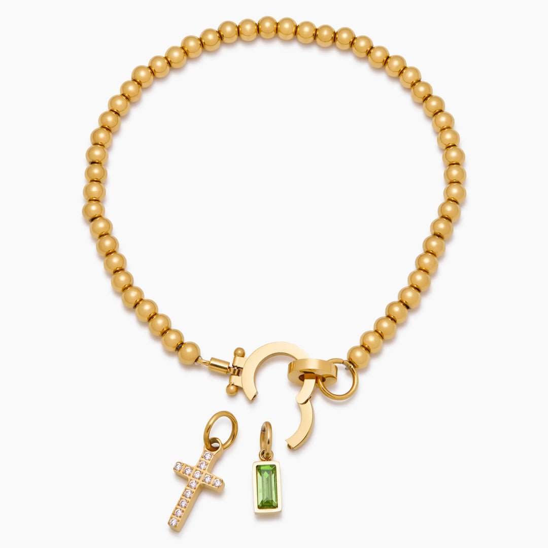 Nova Bead Birthstone Bracelet with Cross Charm 7