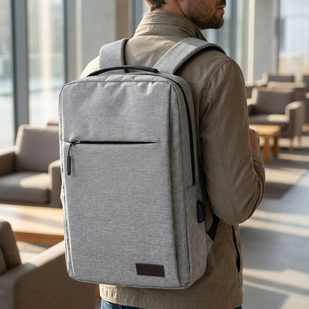 Slim Water-Resistant Laptop Backpack With USB - Packavio