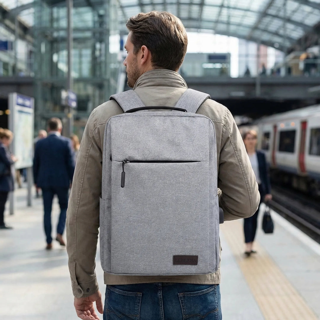 Slim Water-Resistant Laptop Backpack With USB - Packavio