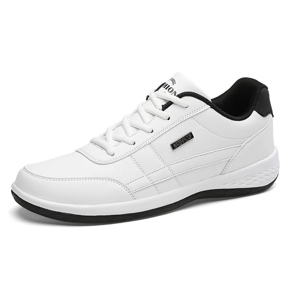 Smart Men's Leather Sneakers with Lace-Up Front and Side Panel 3