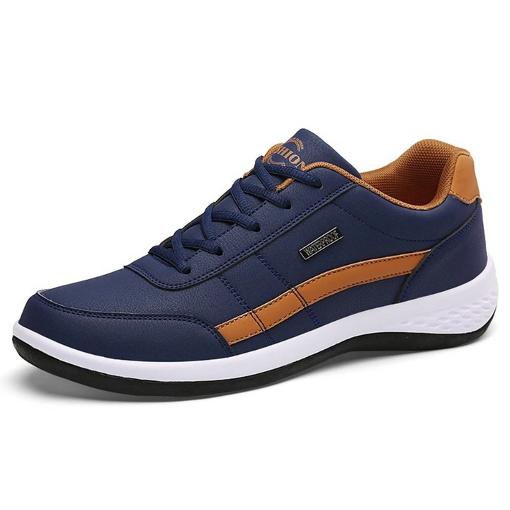 Smart Men's Leather Sneakers with Lace-Up Front and Side Panel 5