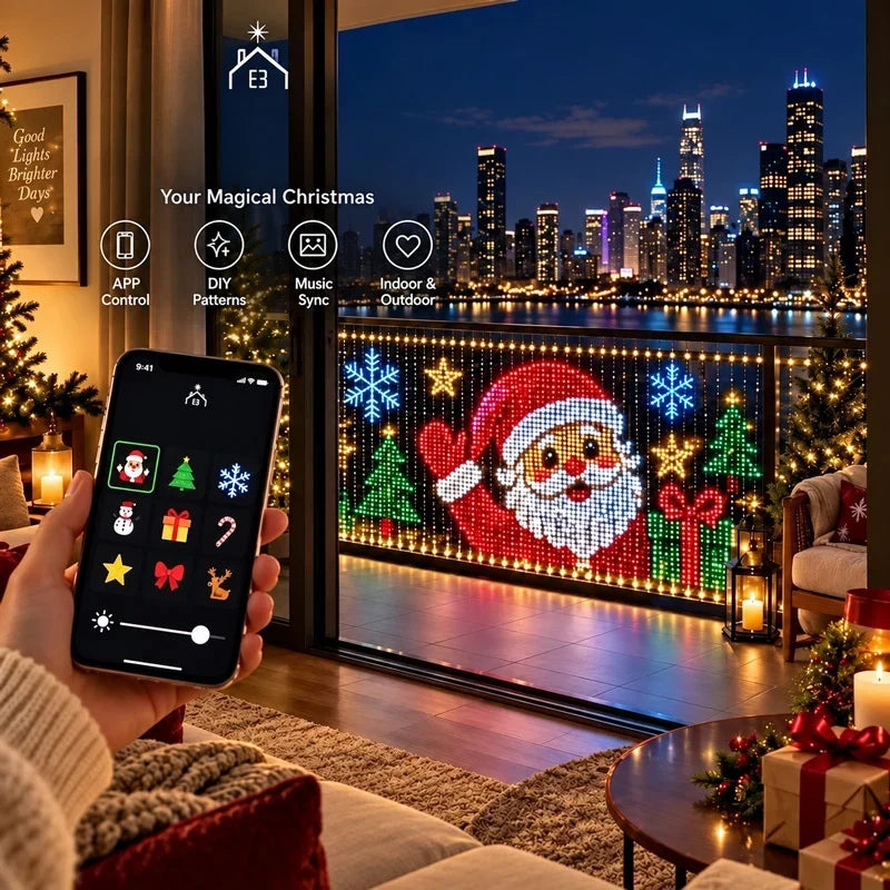 Pixel LED Curtain Lights for Windows and Walls, 400 LEDs, App Control, USB Powered 2