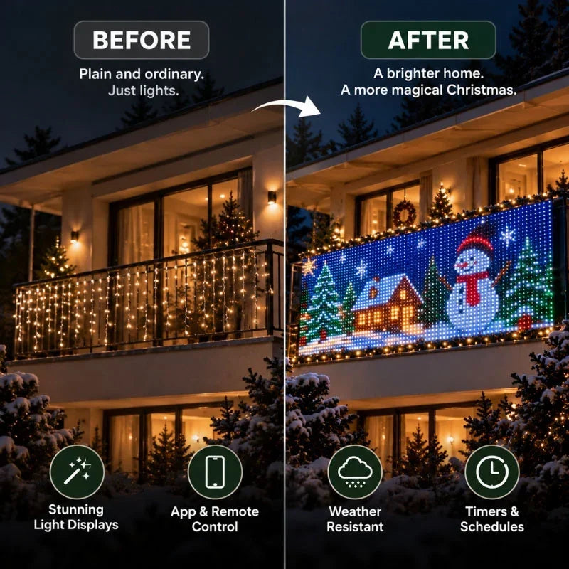 Pixel LED Curtain Lights for Windows and Walls, 400 LEDs, App Control, USB Powered 3