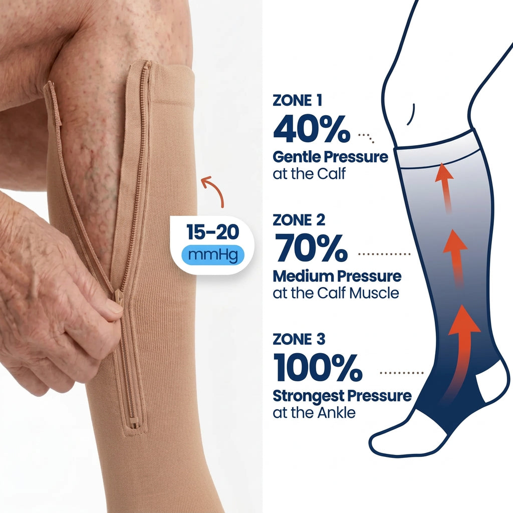 Compression Stockings with Zipper, Graduated 15-20 mmHg Support 4