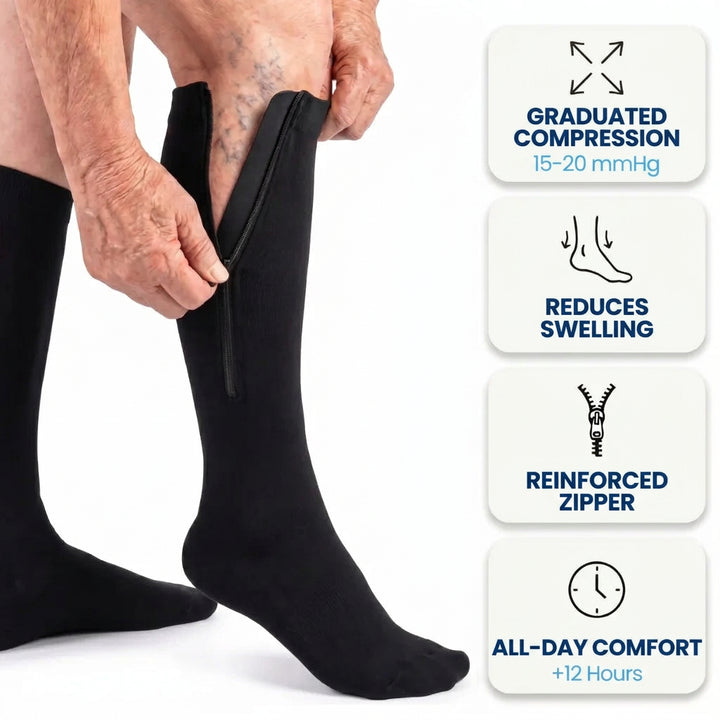 Compression Stockings with Zipper, Graduated 15-20 mmHg Support 1