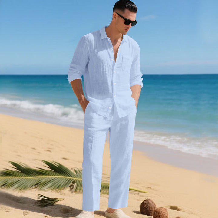 Men's Summer Two-Piece Set | Linen Shirt & Pants 3
