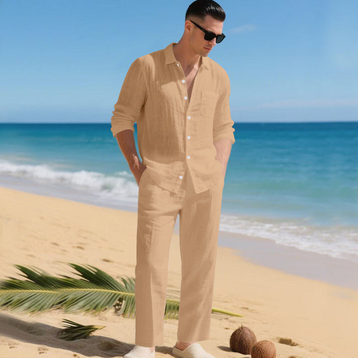 Men's Summer Two-Piece Set | Linen Shirt & Pants 5