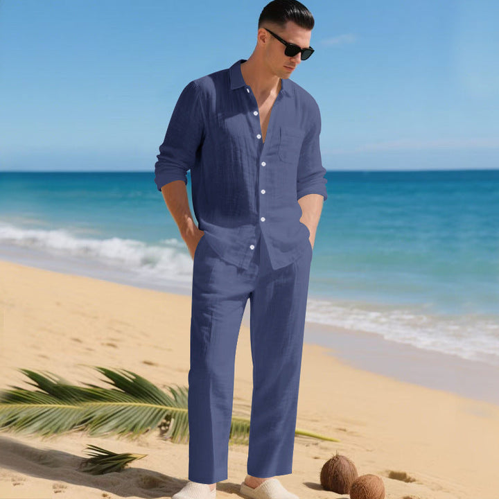 Men's Summer Two-Piece Set | Linen Shirt & Pants 6