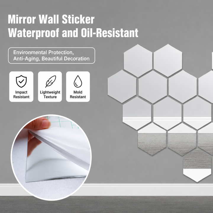Self-Adhesive Mirror Film | Shatterproof & Trimmable | Crystal Clear 3