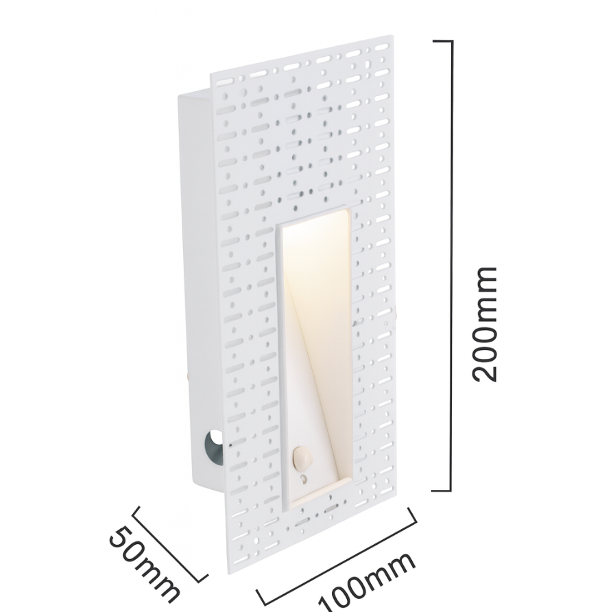 Recessed LED Stair Light, Frameless Stainless Steel Wall Fixture, White 18