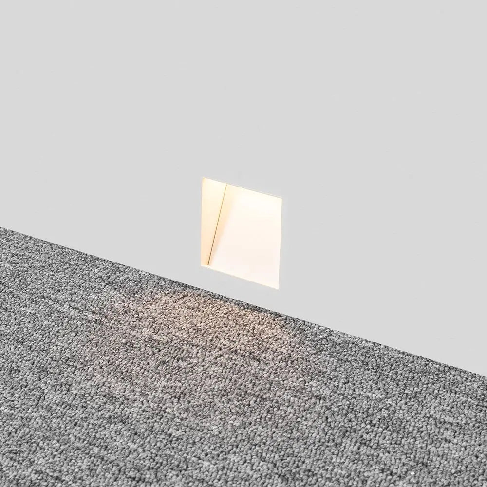 Recessed LED Stair Light, Frameless Stainless Steel Wall Fixture, White 3