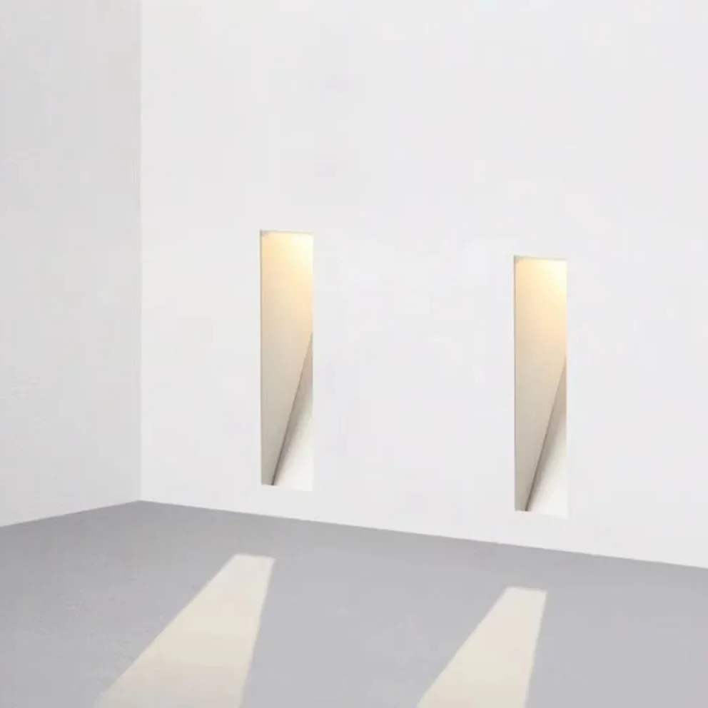 Recessed LED Stair Light, Frameless Stainless Steel Wall Fixture, White 5