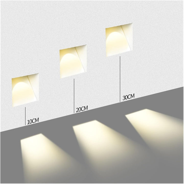 Recessed LED Stair Light, Frameless Stainless Steel Wall Fixture, White 7