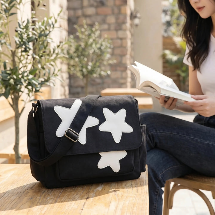 Star Appliqué Messenger Bag - Stellora