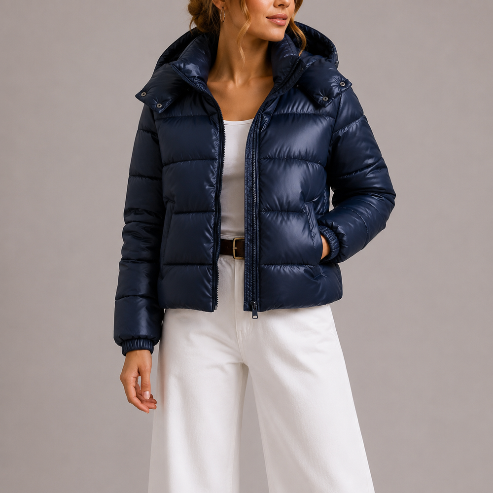 Women's Lightweight Quilted Hooded Jacket with Glossy Finish 2