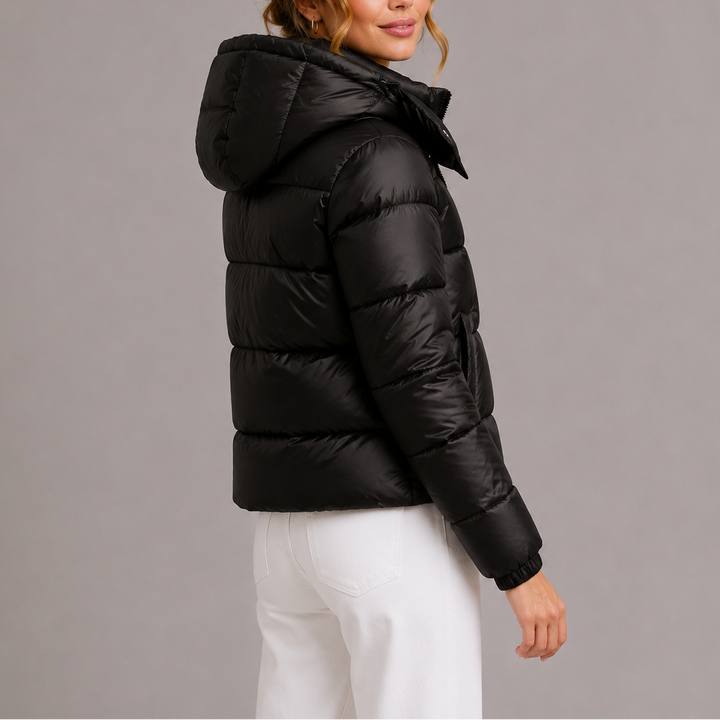 Women's Lightweight Quilted Hooded Jacket with Glossy Finish 4