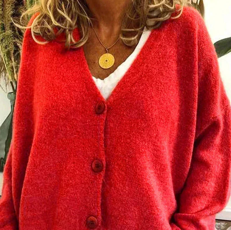 Women's V-Neck Cardigan with Button Front 10