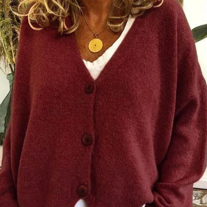 Women's V-Neck Cardigan with Button Front 11