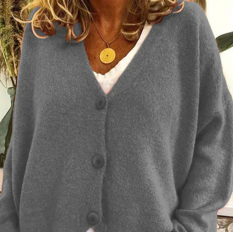 Women's V-Neck Cardigan with Button Front 1