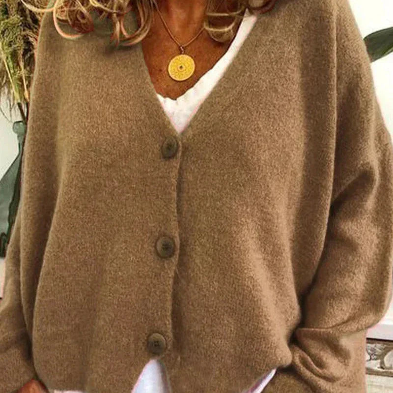 Women's V-Neck Cardigan with Button Front 2