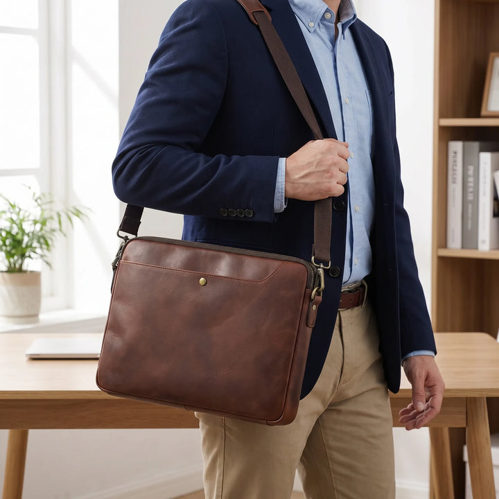 Structured Brown Laptop Bag - Aurelan