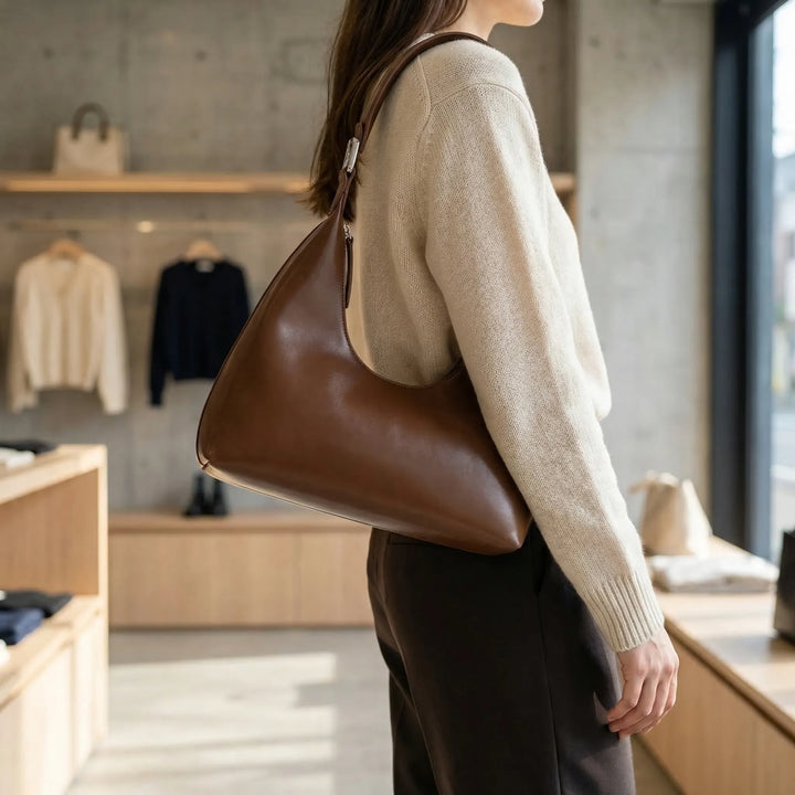 Structured Curved Shoulder Bag - Avelia