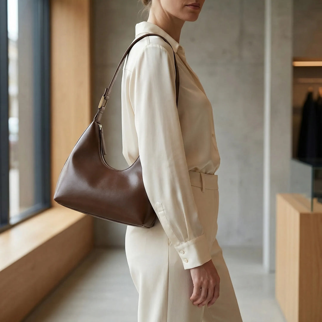Structured Curved Shoulder Bag - Avelia