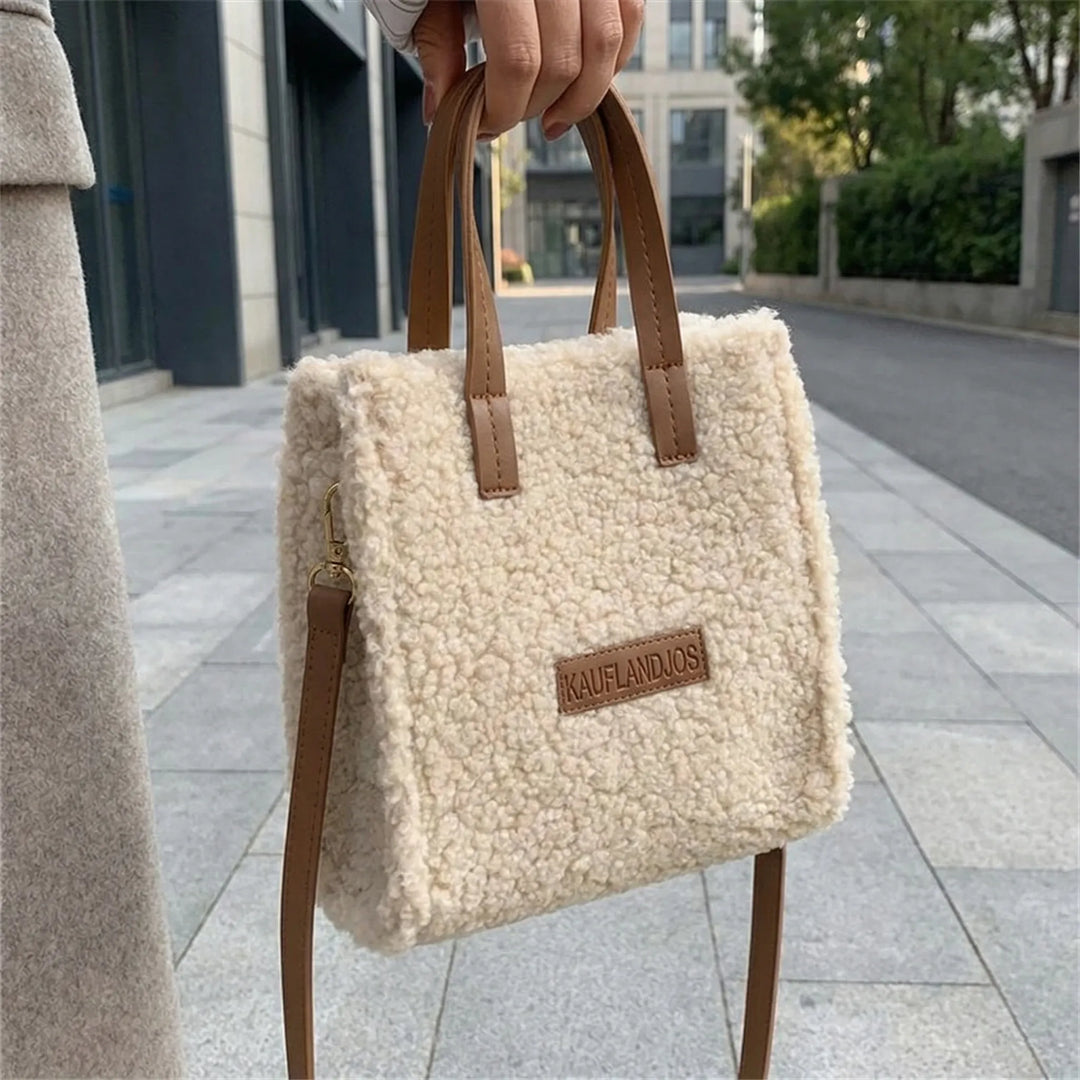 Structured Fluffy Tote Bag - Bouvella