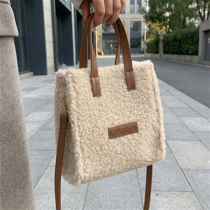 Structured Fluffy Tote Bag - Bouvella