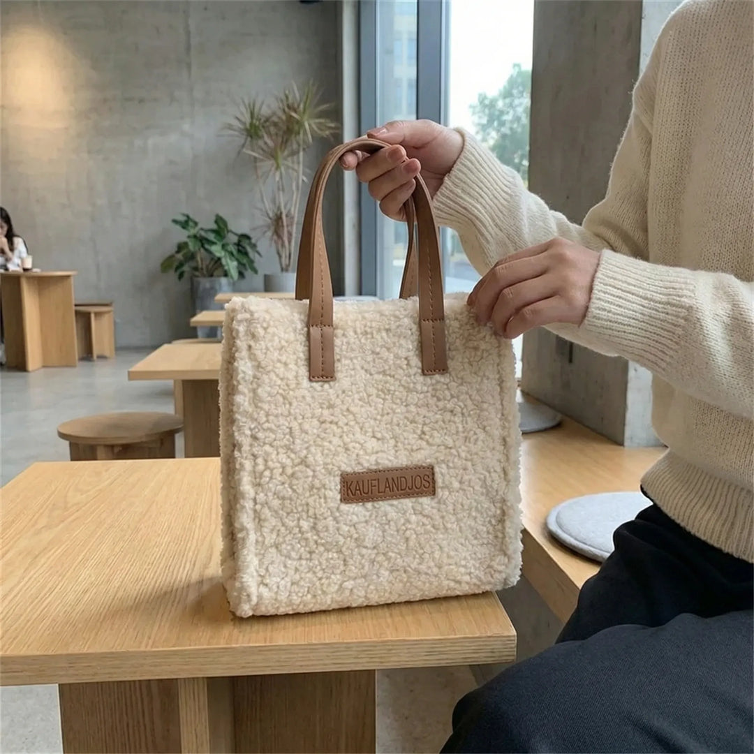 Structured Fluffy Tote Bag - Bouvella