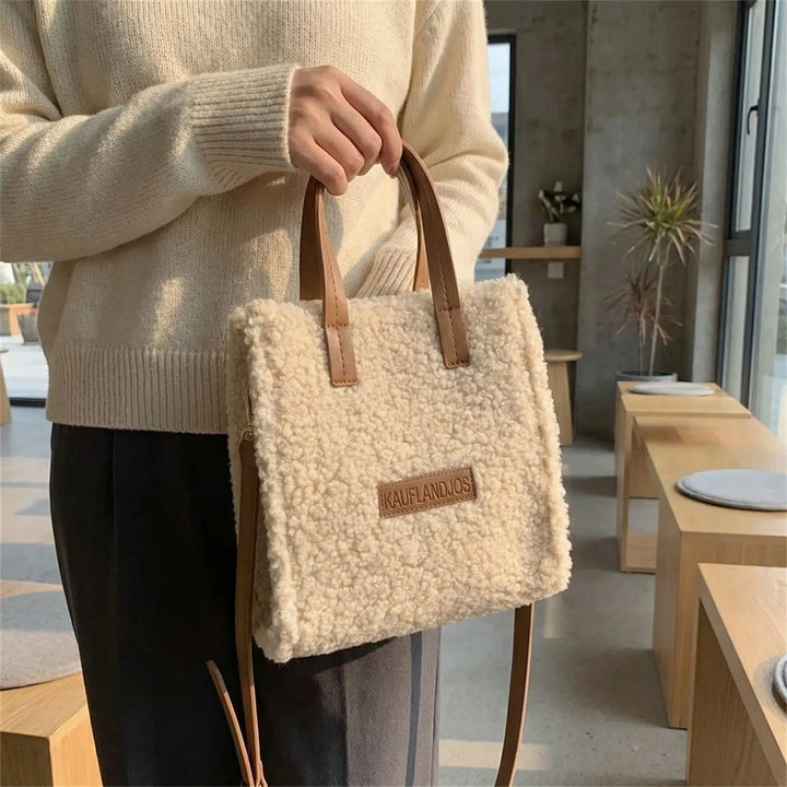Structured Fluffy Tote Bag - Bouvella