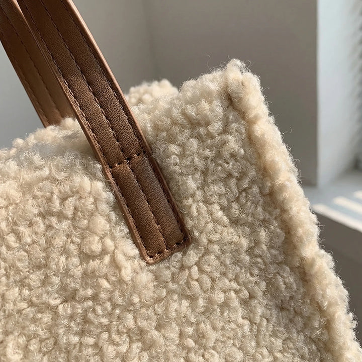 Structured Fluffy Tote Bag - Bouvella