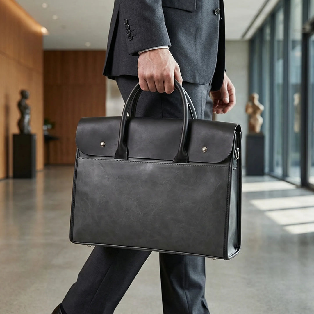 Structured Retro Briefcase - Portaso