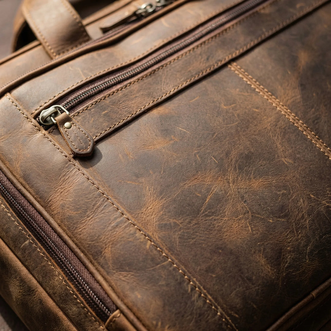 Structured Vintage Style Briefcase - Vellior