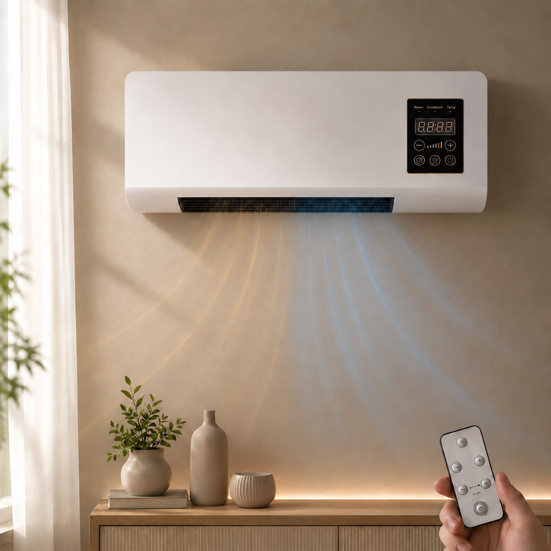 Wall-Mounted Air Cooler and Heater with Remote Control and Timer, White 2