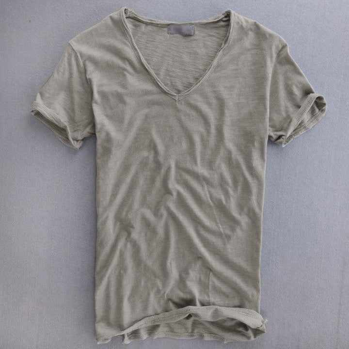 Men's Slim Fit V-Neck T-Shirt, Lightweight Textured Casual Summer Top 1