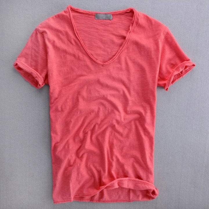 Men's Slim Fit V-Neck T-Shirt, Lightweight Textured Casual Summer Top 3
