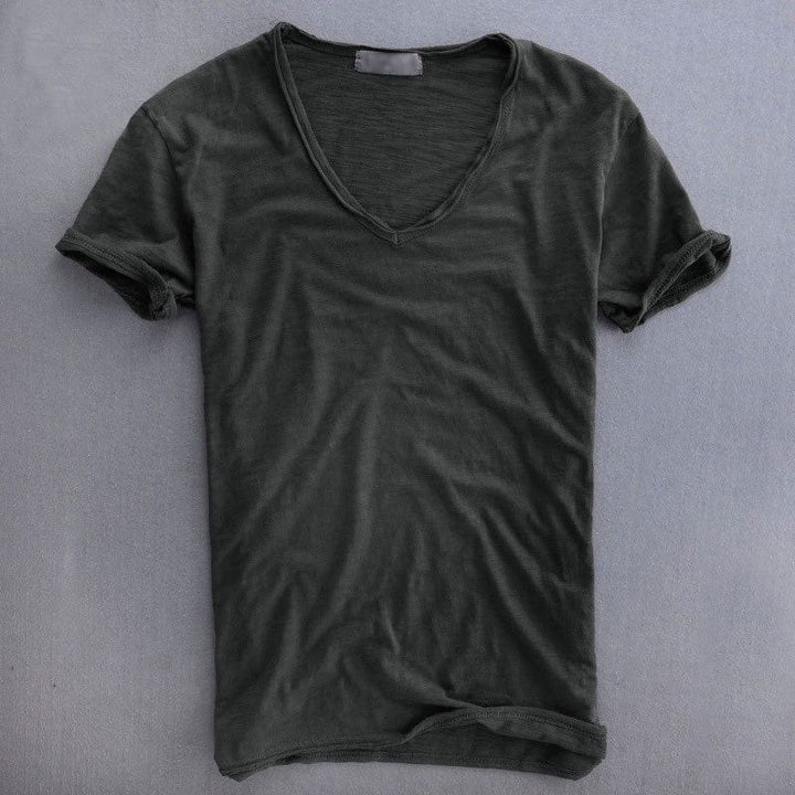 Men's Slim Fit V-Neck T-Shirt, Lightweight Textured Casual Summer Top 4