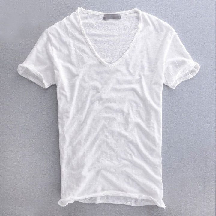 Men's Slim Fit V-Neck T-Shirt, Lightweight Textured Casual Summer Top 2