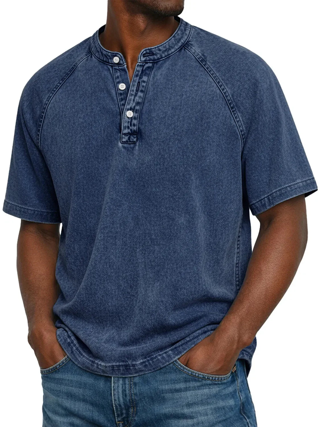 Men's Short-Sleeve Henley | Vintage Washed Button Tee 12